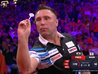 Gerwyn Price schlägt James Wade bei den World Series of Darts Finals. Der Waliser bringt sich mit einem Big Fish auf die Überholungspur.