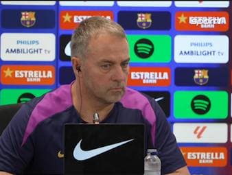 Hansi Flick spricht vor dem Spiel gegen Getafe über Lamine Yamals Verletzung. Dabei gibt er Entwarnung bei Lamine Yamal für WM, sagt jedoch, dass die Saison bei Barca zuende ist.