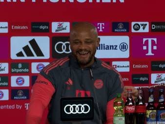 Auf der Pressekonferenz vor dem Bundesliga-Duell mit Eintracht Frankfurt wird Vincent Kompany nach der Vertragslaufzeit von Max Eberl gefragt. Der Trainer des FC Bayern München weicht der Frage geschickt aus.