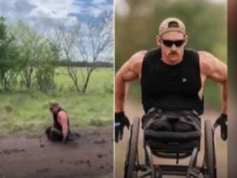Der US-Kriegsveteran Mike Egan absolvierte beim "Go One More Ultra" 177 km in 27 Stunden im Rollstuhl und kämpfte sich trotz schwerer Bedingungen im Schlamm weiter voran.