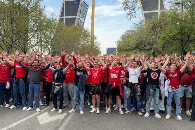 Bayern-Fanmarsch in Madrid