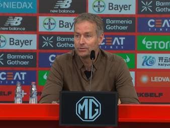 Kasper Hjulmand spricht auf der Pressekonferenz nach dem Topspiel gegen Bayern München über den Platzverweis von Luis Díaz - und äußert sich auch zur allgemeinen Schiedsrichterleistung. 