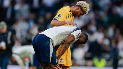 Brighton-Spieler Georginio Rutter muntert Spurs-Akteur Kevin Danso auf