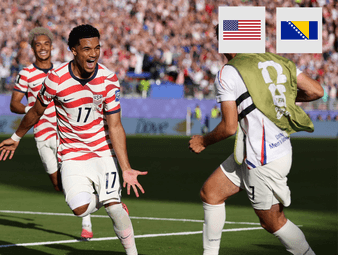 Auch die USA stehen nach einem 2:0-Sieg über Bosnien-Herzegowina in der Runde der letzten 16 - und treffen nun auf Belgien. Torschütze Folarin Balogun sieht dabei sogar noch Rot.