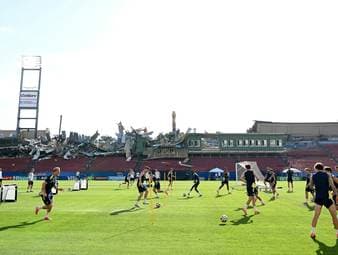 WM-Training in Trümmer-Stadion