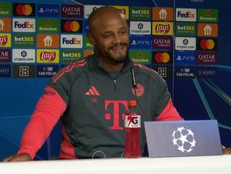 Bei dieser Reporter-Frage muss Bayern-Trainer Vincent Kompany schmunzeln und sorgt für einen Lacher auf der Pressekonferenz.