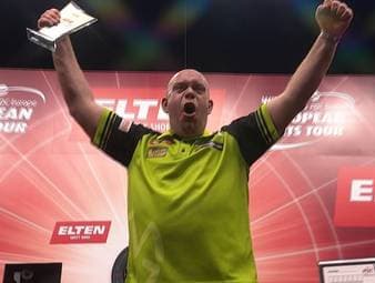 Michael van Gerwen gewinnt zum vierten Mal in seiner Karriere den German Darts Grand Prix und schlägt im Finale Gian van Veen.