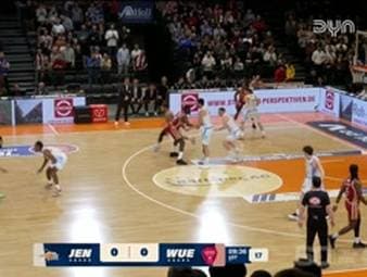 Die BBL-Highlights der Basketball-Partie Science City Jena - Fitness First Würzburg Baskets im Video.