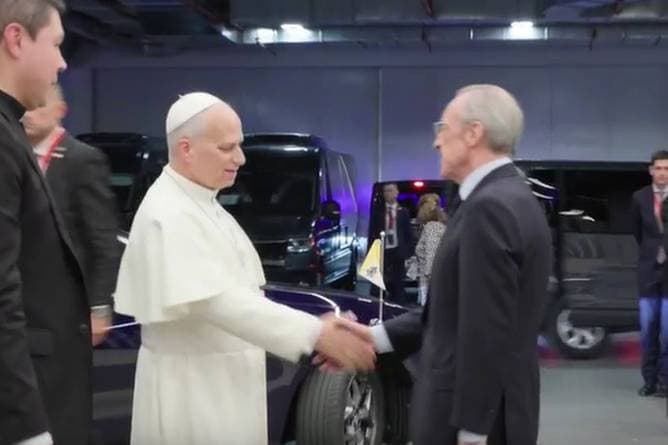Hier stattet der Papst dem Real-Präsidenten einen Besuch ab