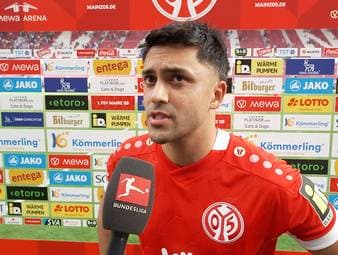 Im Rhein-Main Derby zwischen Mainz 05 und Eintracht Frankfurt verschießt Nadiem Amiri gegen seinen DFB-Kollegen Noah Atubolu einen Elfmeter und besiegelt so die Mainz-Niederlage.