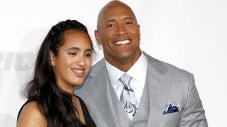 Simone Johnson und Vater Dwayne bei einer Filmpremiere im Frühjahr 2023