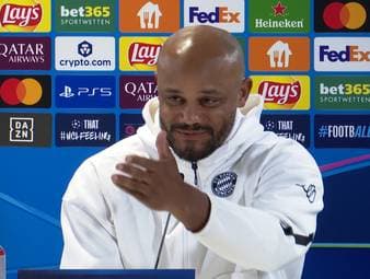 Auf der Pressekonferenz vor dem Champions-League-Rückspiel gegen Real Madrid wird Bayerns Trainer Vincent Kompany zu einem möglichen Halbfinale befragt. Der Coach wiegelt ab.