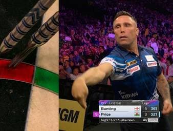 Gerwyn Price leitet das Comeback gegen Stephen Bunting mit sieben perfekten Darts ein und erzwingt den Decider. Im letzten Leg starten dann beide Darts-Stars mit der 180.