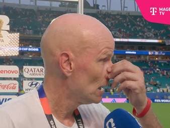 Norwegens Trainer Solbakken ist die Trauer über das Viertelfinal-Aus gegen England ins Gesicht geschrieben.